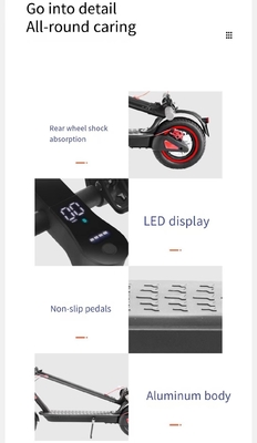 Scooter électrique d'aluminium de 8 pouces pliable et longue distance avec vitesse maximale de 31 à 40 km / h
