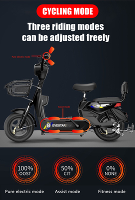 Automobile à batterie pour adultes à marche libre 48v Vélo électrique avec moteur central 350w et vitesse maximale 30-50Km/h