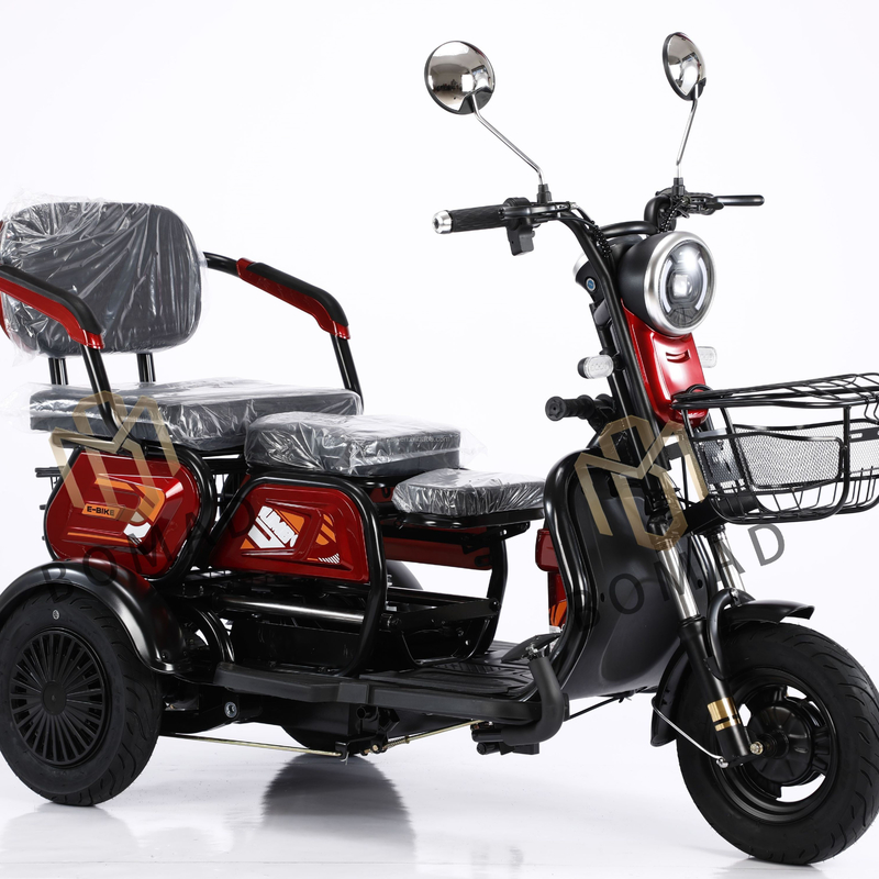 Trois roues électriques 130*73*64 pour 3 passagers Tricycle adulte Trois roues électriques Trois roues 60v500w